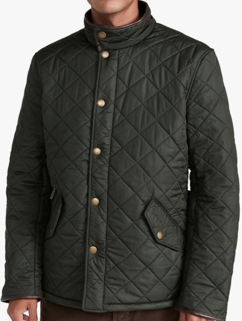 Barbour Powell Jacket in Green with Brown Trim